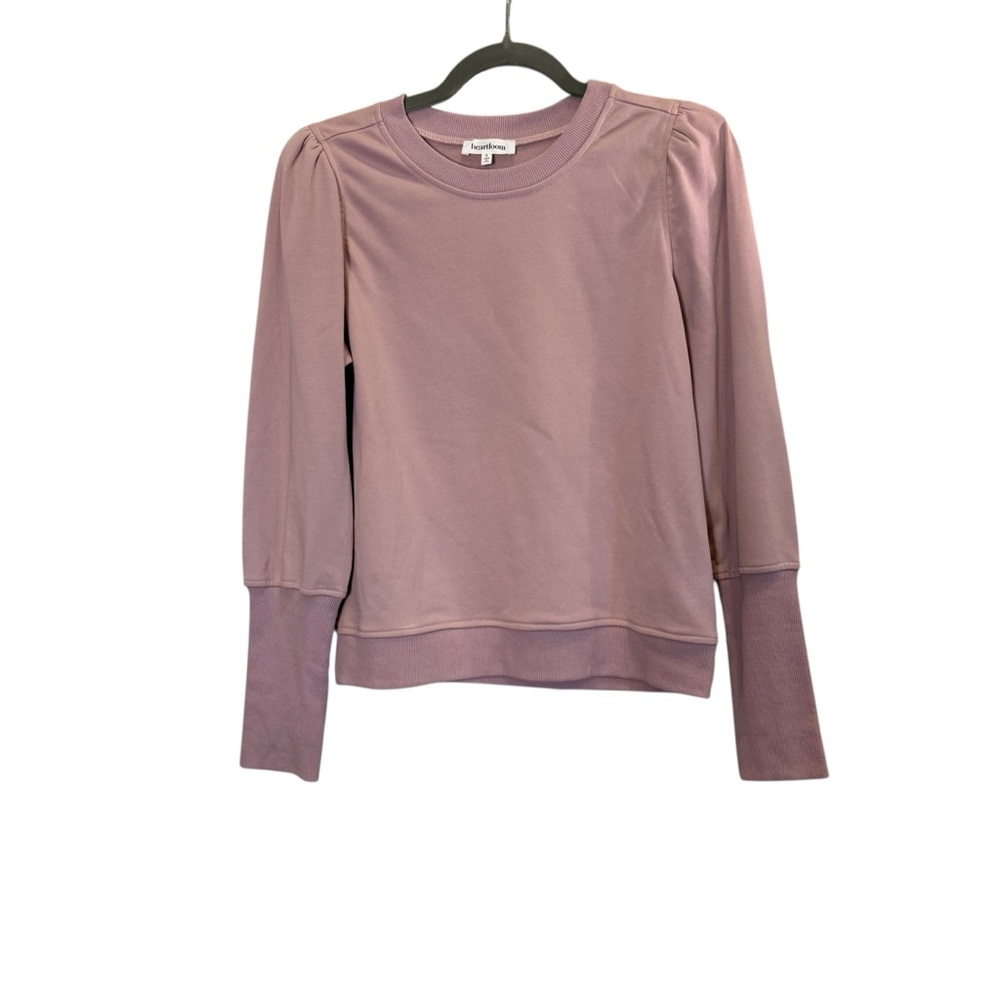 Heartloom Women’s Dusty Pink Cotton Blend Puffy Shoulder Long Sleeve Top sz S